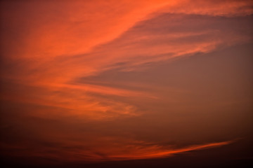Fototapeta premium Fiery orange sunset sky. Beautiful dramatic sky.