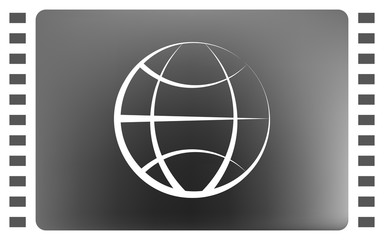 Flat paper cut style icon of globe