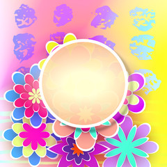 Vector Illustration with Paper Flowers