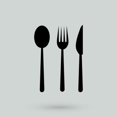 knife, fork and spoon