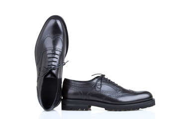 Male derby shoes on white background