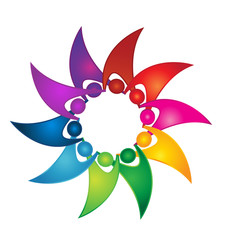 Teamwork people flower shape icon
