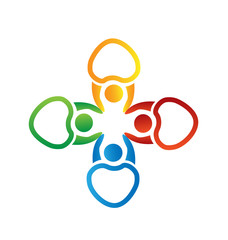 Teamwork heart shape colorful people icon