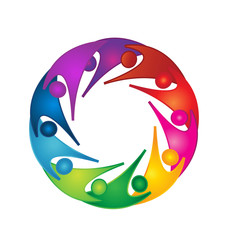 Teamwork people circle group icon logo