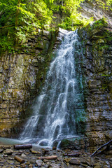 Obraz premium Photo of high waterfall in Carpathian mountains