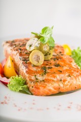 Fried fish with vegetables.