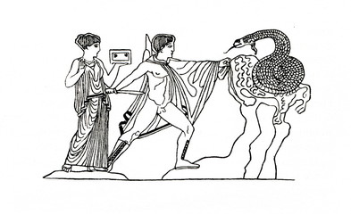 Jason and Medea seize the Golden Fleece - obrazy, fototapety, plakaty
