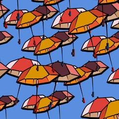 Fototapeta na wymiar Vector umbrellas seamless pattern. Cute cartoon background