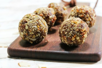 Date Nut Ladoo / Date Energy Protein Balls, selective focus