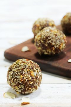 Date Nut Ladoo / Date Energy Protein Balls, Selective Focus