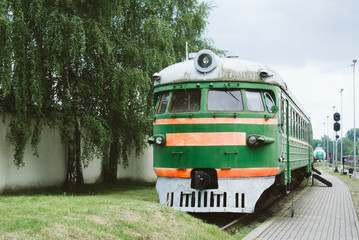 Naklejka premium old Soviet-era railway passenger train wagon