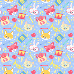 School seamless pattern for children