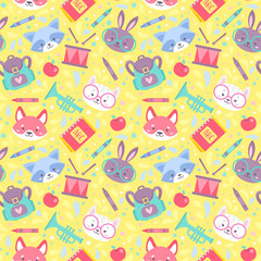 School seamless pattern for children