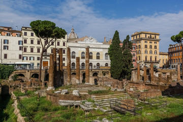 Fototapeta na wymiar Ancient ruins Largo di Torre Argentina in Rome, Italy