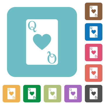 Queen of hearts rounded square flat icons