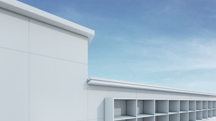 Building design minimal concrete and blue sky -3D render