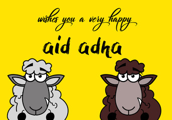 Illustration of brown and gray bsheep as a comic for Eid Adha 