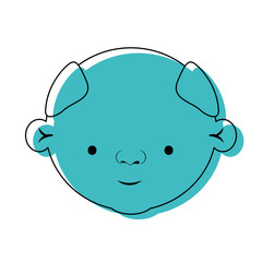 face bald grandfather in blue watercolor silhouette