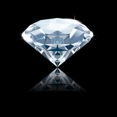 Realistic isolated diamond on a black background. 