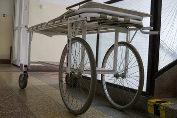 Fototapeta na wymiar Hospital wheel bed. Slovakia