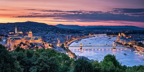 Fototapeta premium Sunset over Budapest, Hungary