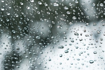 Rain droplets on the car window. Slovakia