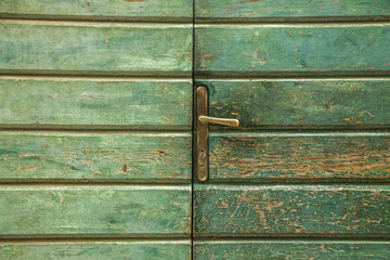Old Wooden Green Doors with Handle