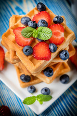 Waffles with berries.