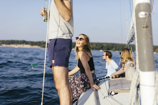 Group of friend on sailboat