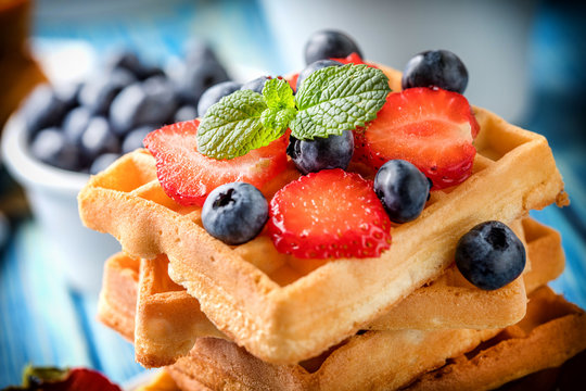 Waffles with berries.