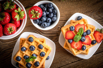 Waffles with berries.