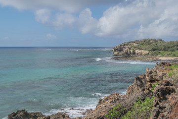 Fototapeta na wymiar Portion of the coastline along The Heritage Trail on Kauai, Hawaii