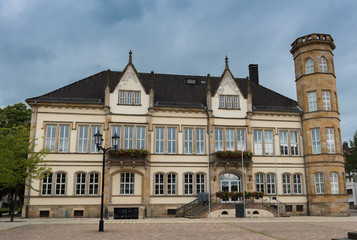 Fototapeta na wymiar Fassade historisches Rathaus in Horn, Lipperland, Ostwestfalen