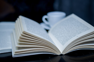 Ótimo conceito de leitura e café