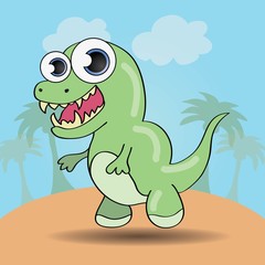 Funny cartoon style dinosaur vector illustration