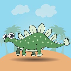 Funny cartoon style dinosaur vector illustration