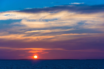 Beautiful sunset on the White sea.