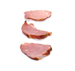 Dry cured back bacon isolated on white background