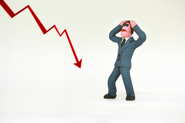 Fototapeta premium Excited business man with red chart arrow