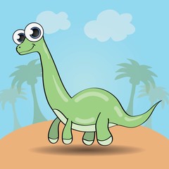 Funny cartoon style dinosaur vector illustration