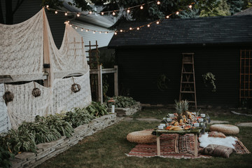 A bohemian inspired traditional filipino kamayan backyard dinner