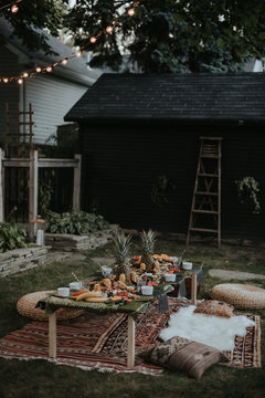 A bohemian inspired traditional filipino kamayan backyard dinner