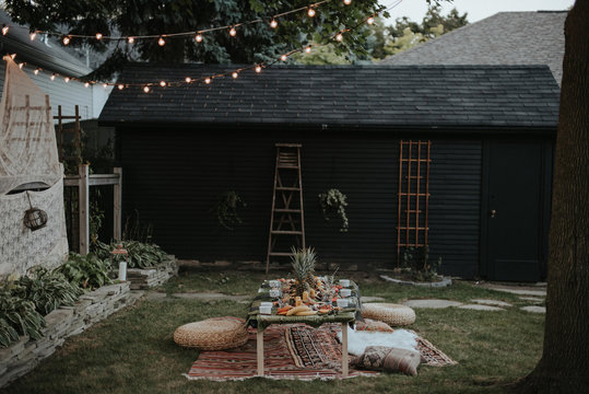 A bohemian inspired traditional filipino kamayan backyard dinner