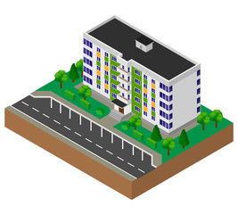 Block of flats. House. Building. Isometric.