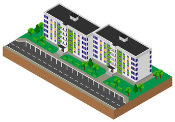 Block of flats. House. Building. Isometric.