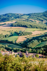 Naklejka premium Vue sur la Chartreuse de Sainte-Croix-en-Jares dans le Pilat
