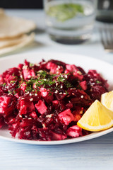 Beetroot salad with lemon and sesame