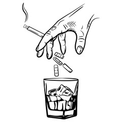 Alcohol Interactions With Medications. Design for t-shirt print. 