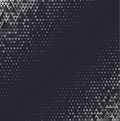 Vector halftone abstract background, black white gradient gradation. Geometric mosaic triangle shapes monochrome pattern. Simple backdrop design