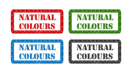 natural colours set rubber stamp isolated on background